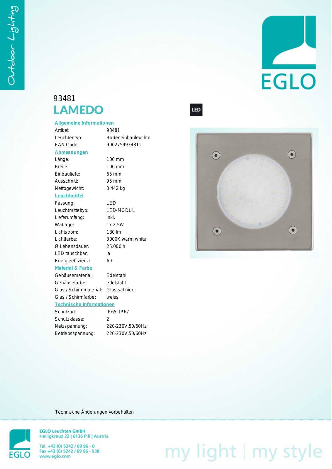 Eglo 93481 Service Manual