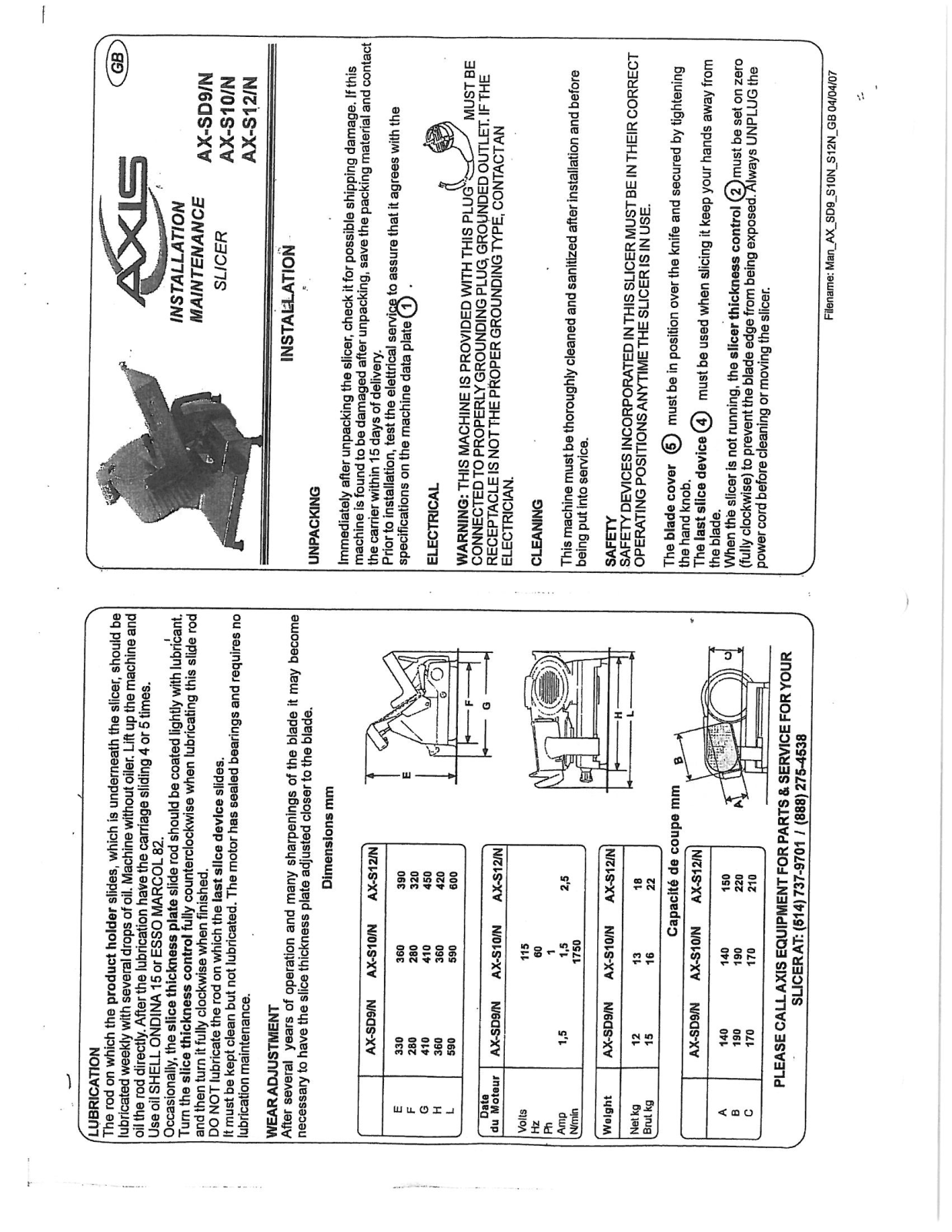 Axis AX-SD9-N Installation  Manual