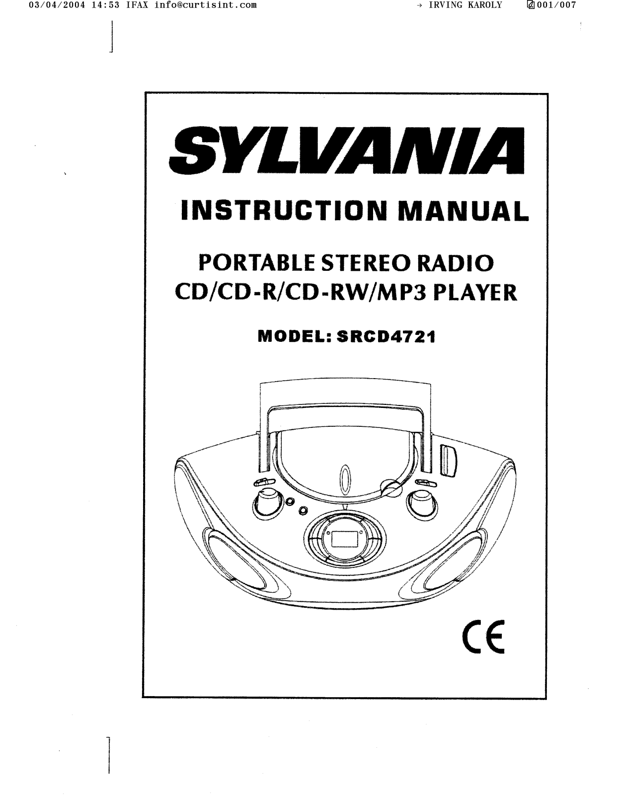 Curtis SRCD4721 User Manual