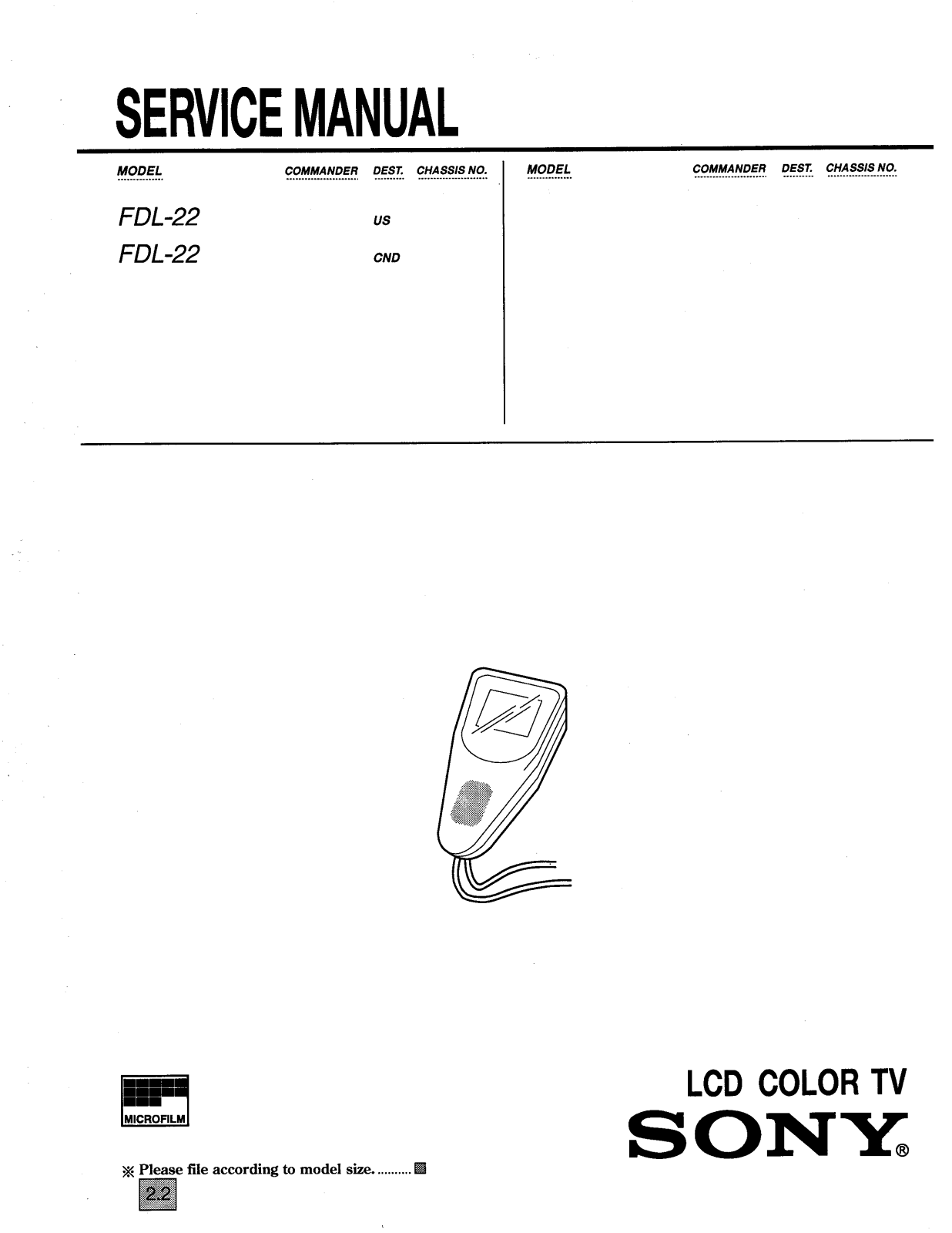 SONY fdl-22 Service Manual