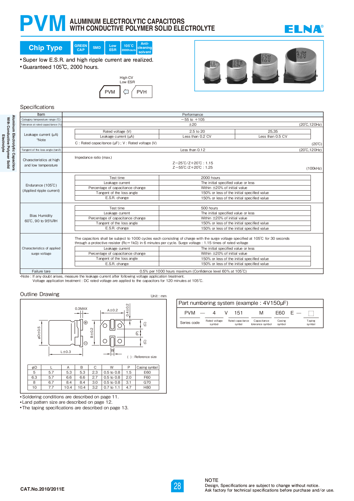 Datasheet Elna [polymer smd] PVM Series Datasheet - ManualMachine.com