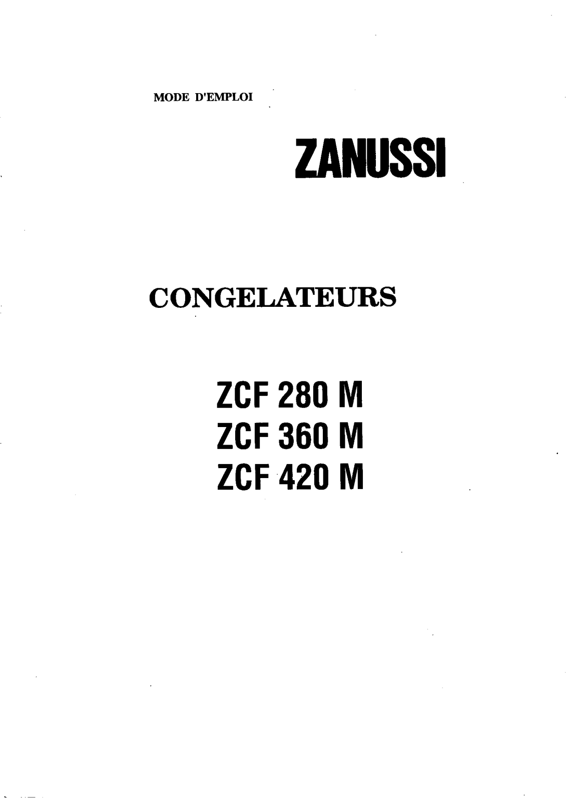 ZANUSSI ZCF 420 M, ZCF360M User Manual