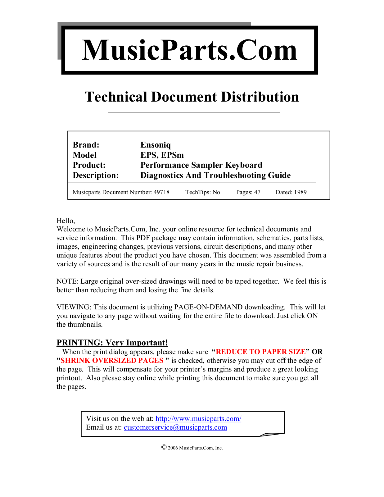 Ensoniq eps Service Manual