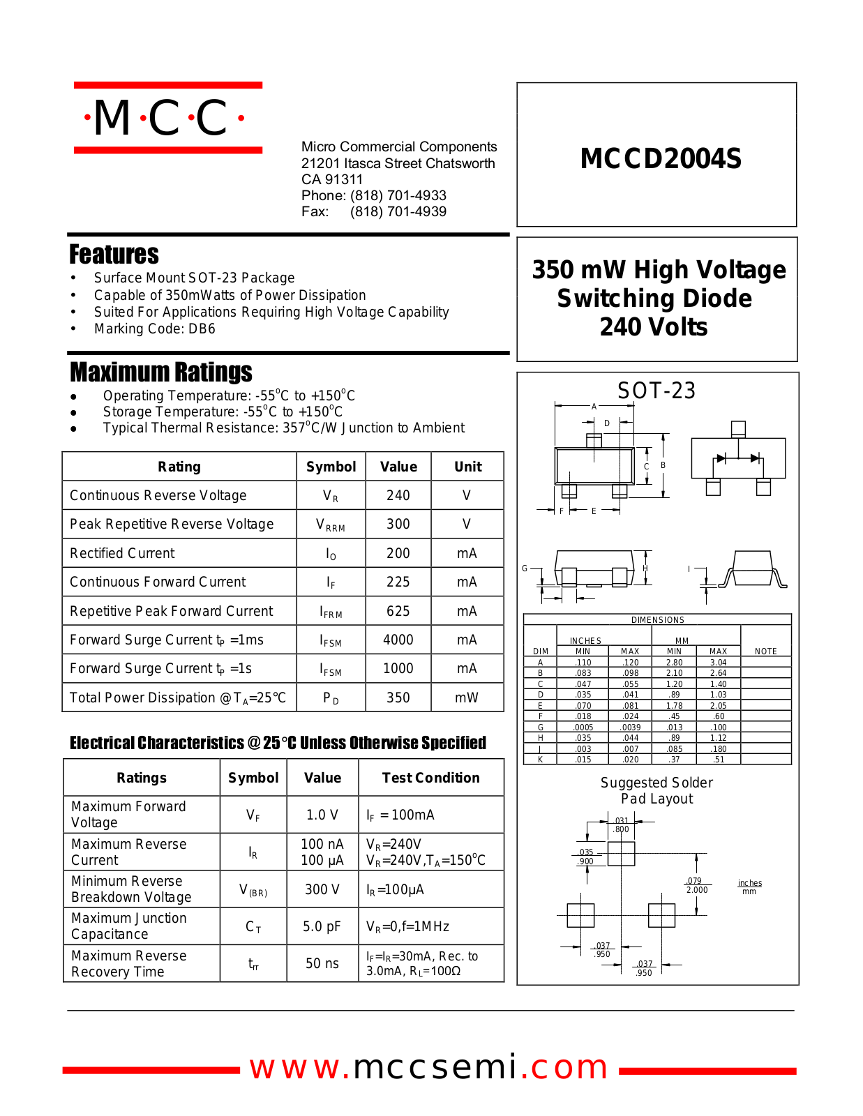 MCC MCCD2004S Datasheet