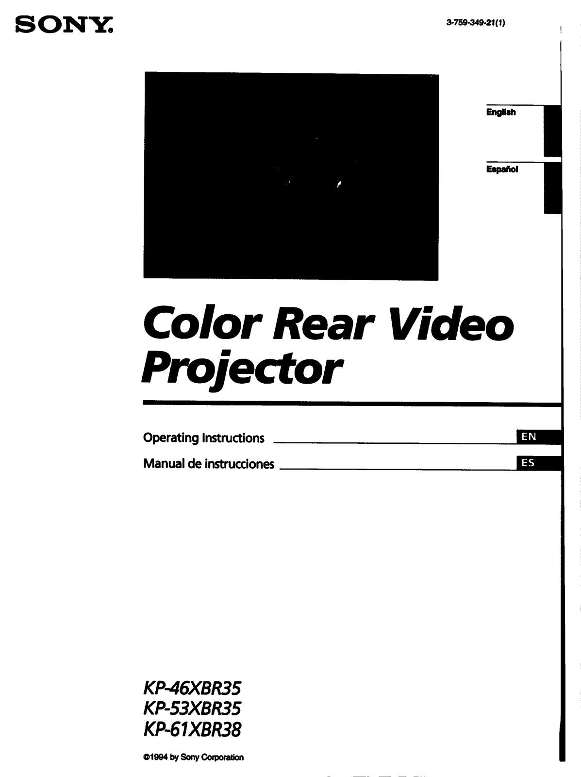 Sony kp-46xbr35, kp-xbr35, kp-xbr38 Operating Manual