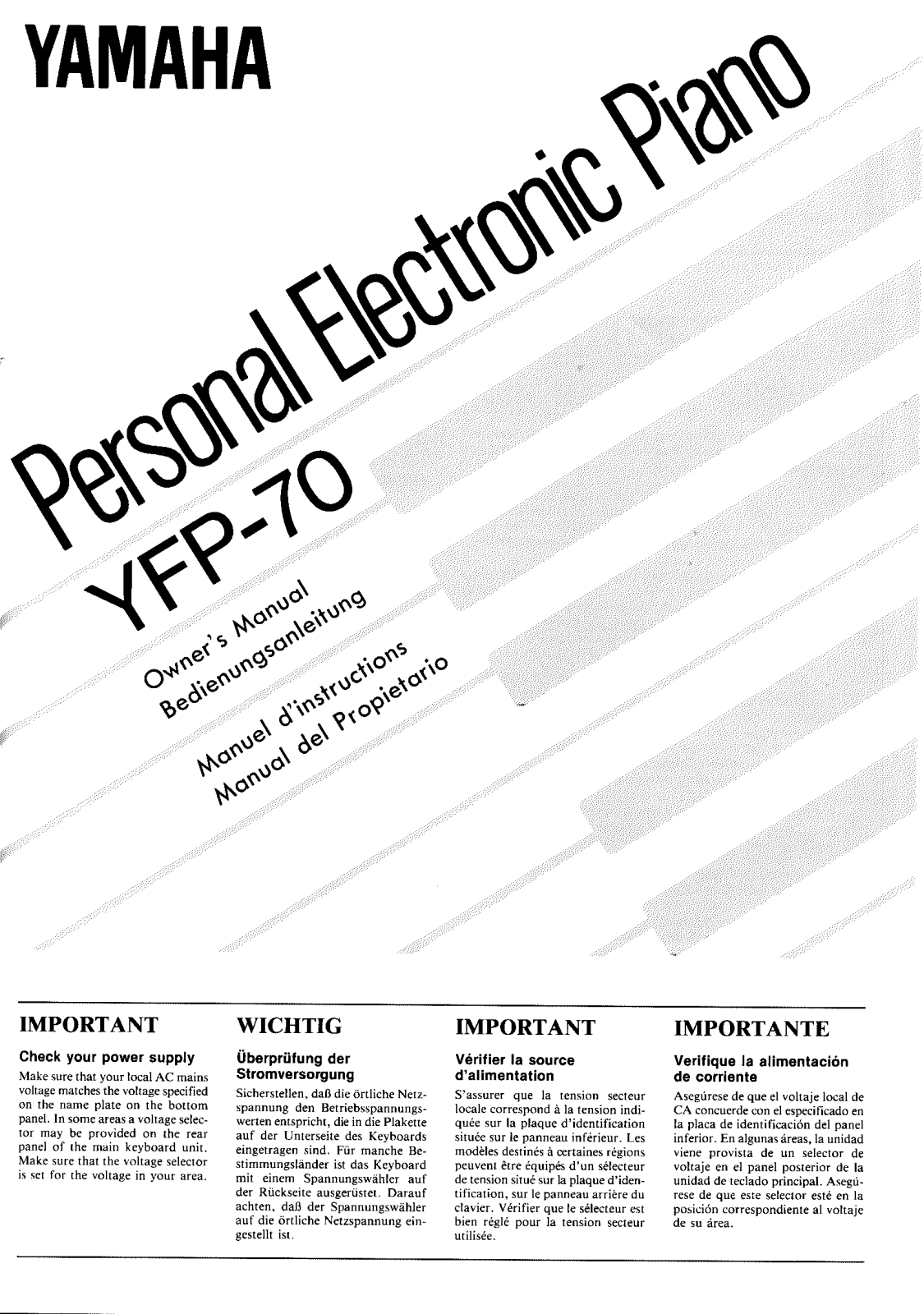 Yamaha YFP70 Owner's Manual