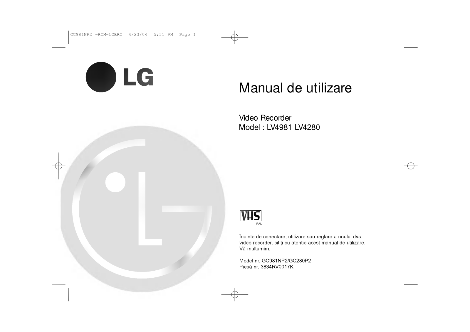 LG GC280P2 Owner's Manual