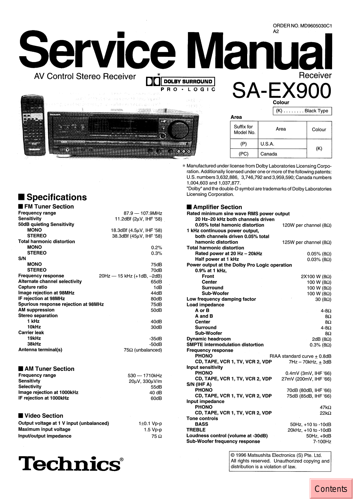 Technics SAEX-900 Service manual