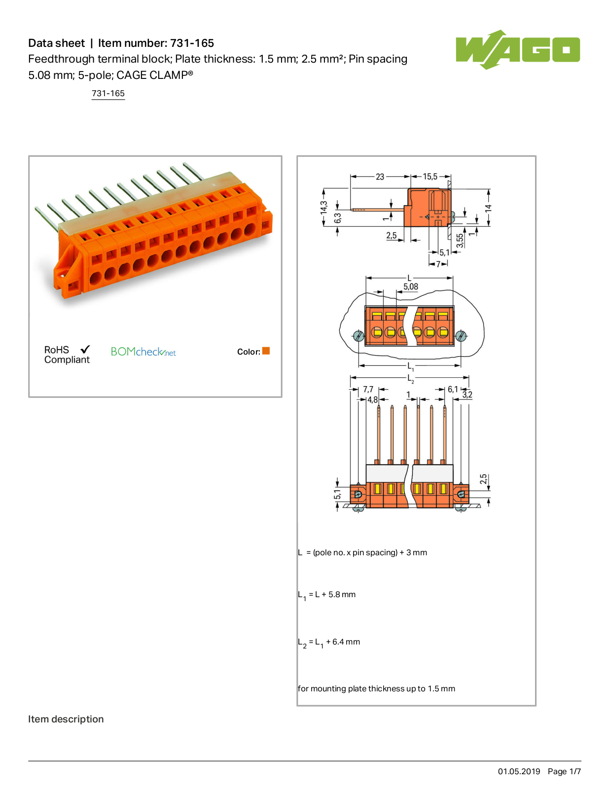 Wago 731-165 Data Sheet