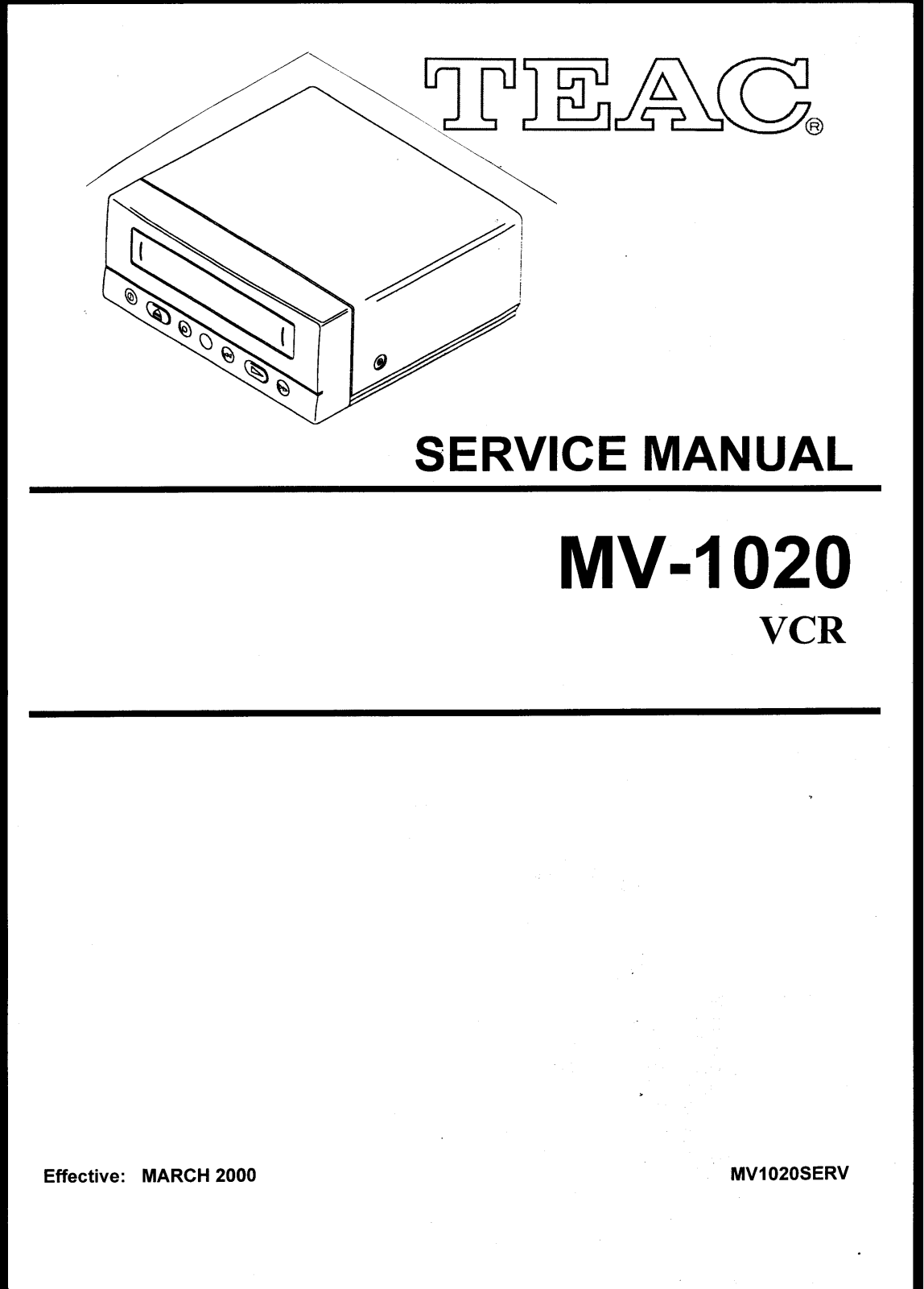 TEAC MV-1020 Service manual