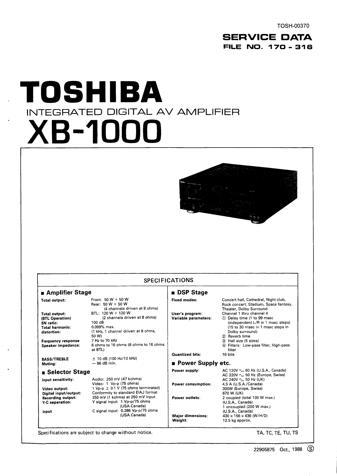 Toshiba XB-1000 Service manual