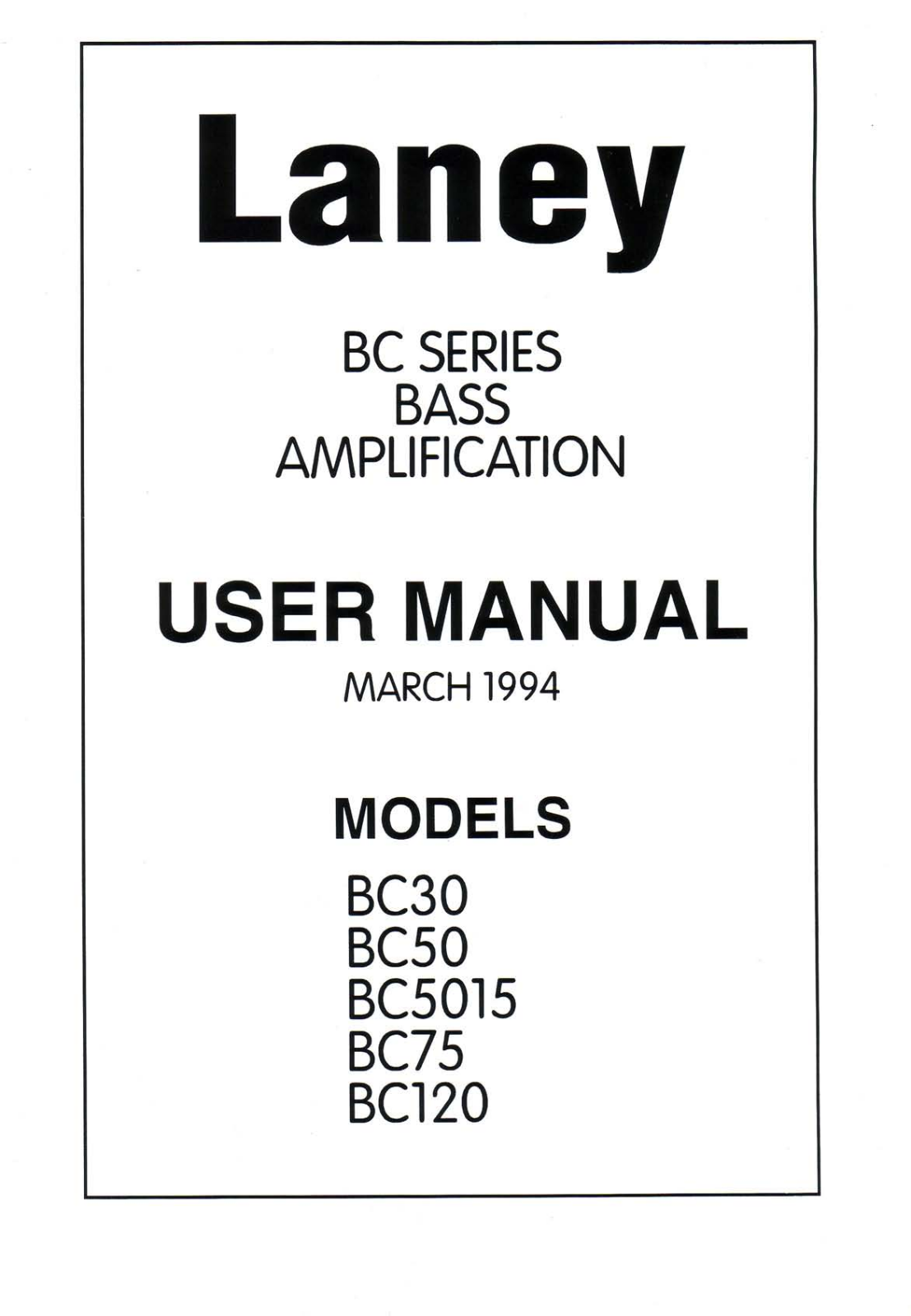 Laney Amplification BC30 User Manual