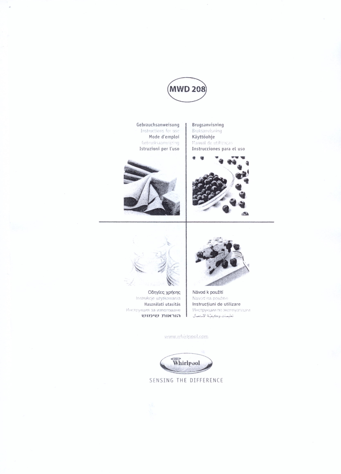 Whirlpool MWD 208 SL, MWD 208 WH User Manual