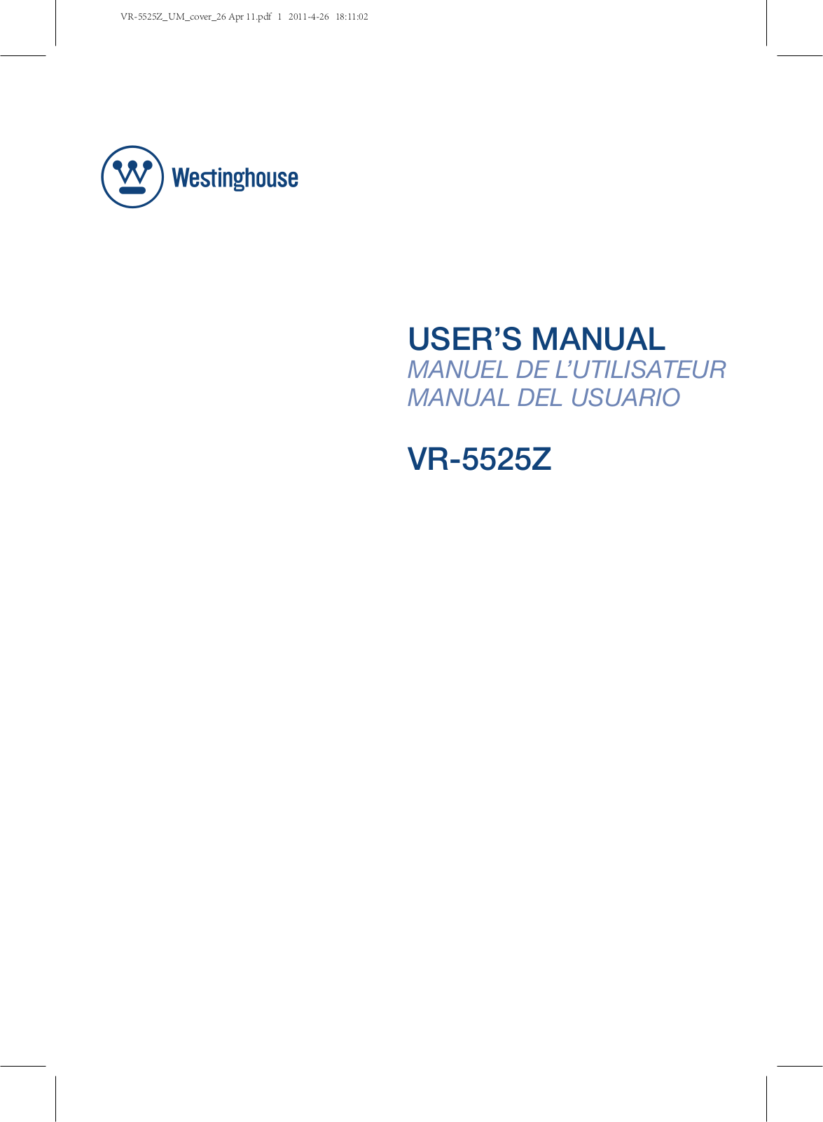 Westinghouse Digital VR-5525Z User Manual