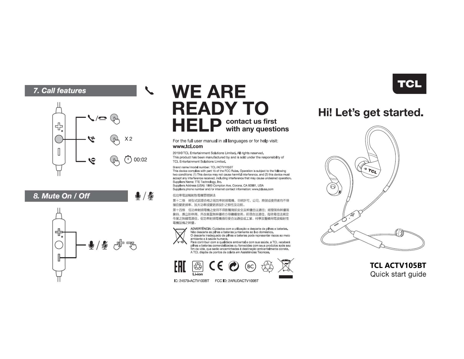 TCL Entertainment Solutions ACTV100BT User Manual