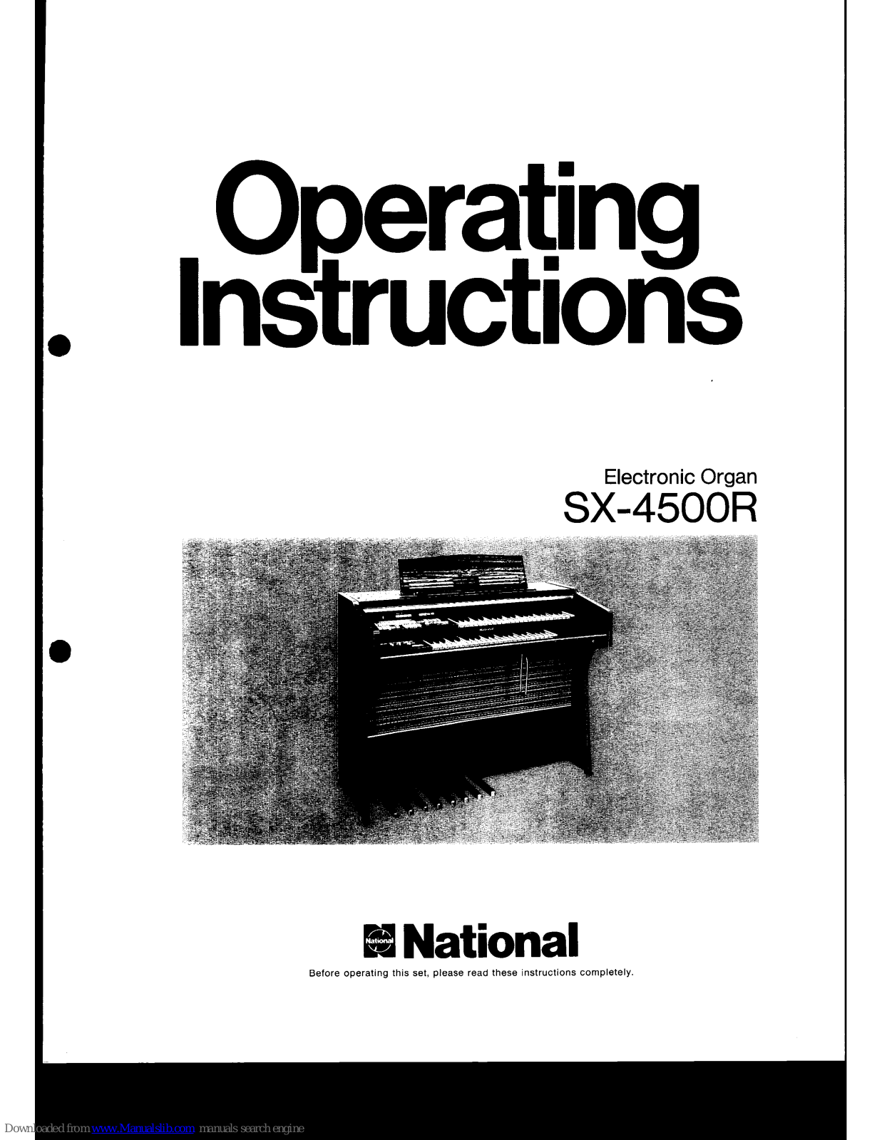 National SX-4500R Operating Instructions Manual