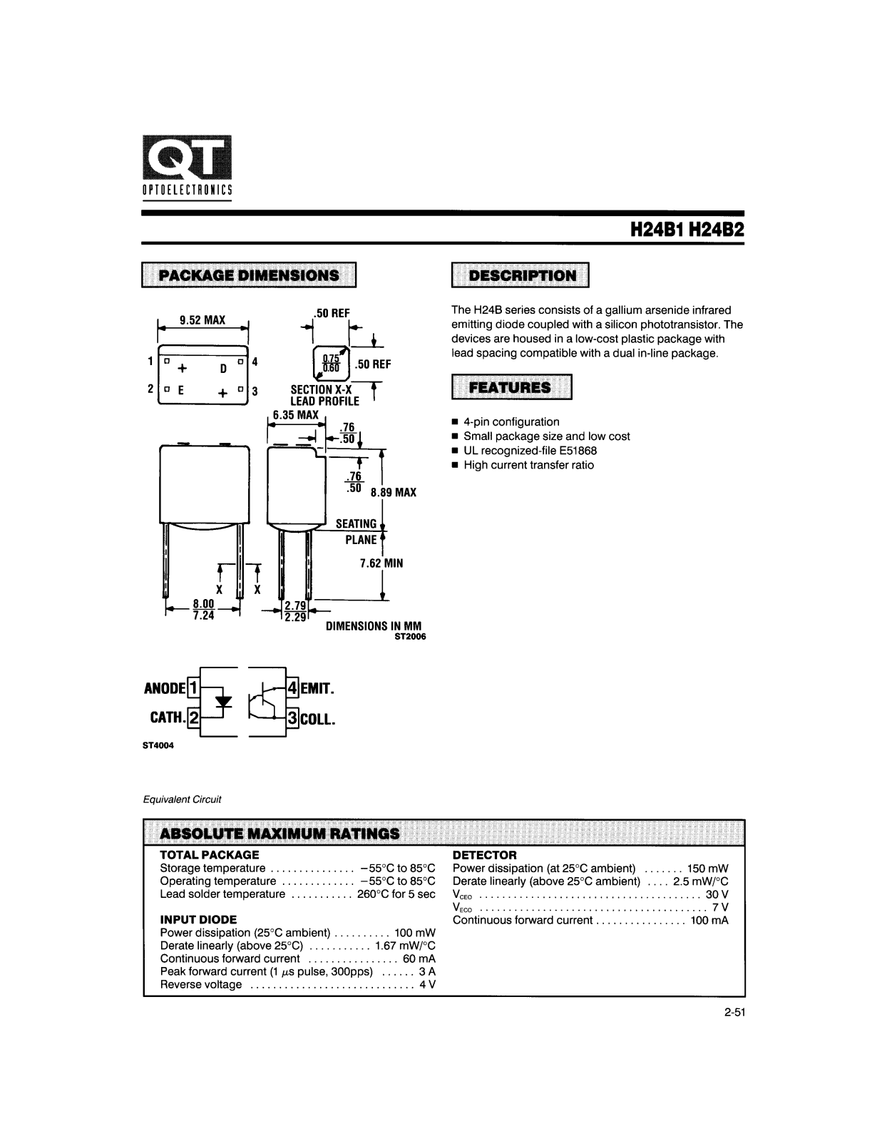 QT H24B2, H24B1 Datasheet