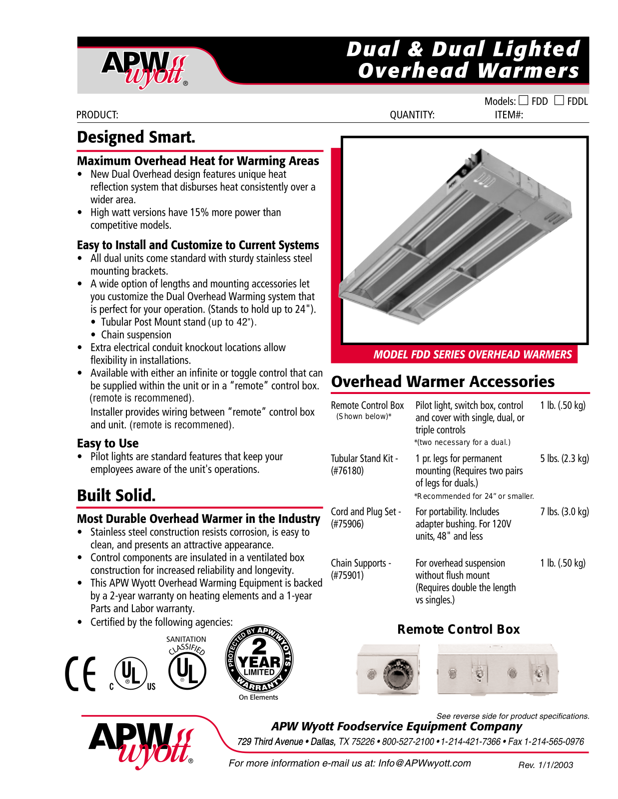 APW Wyott FDD-30 General Manual