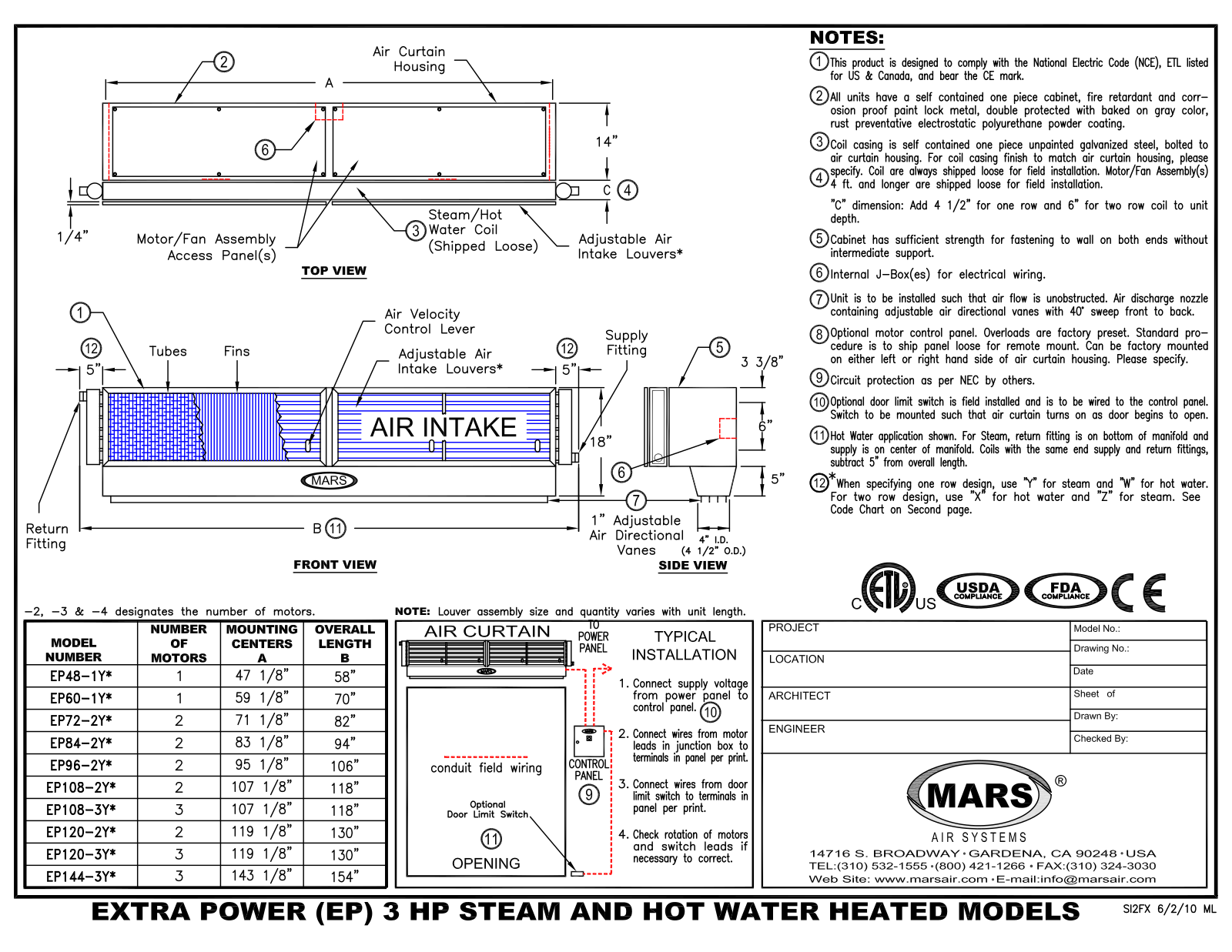 Mars Air EP108-2 User Manual