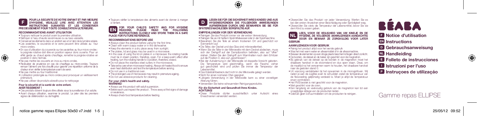 BEABA Ellipse 1st age plate bowl User Manual