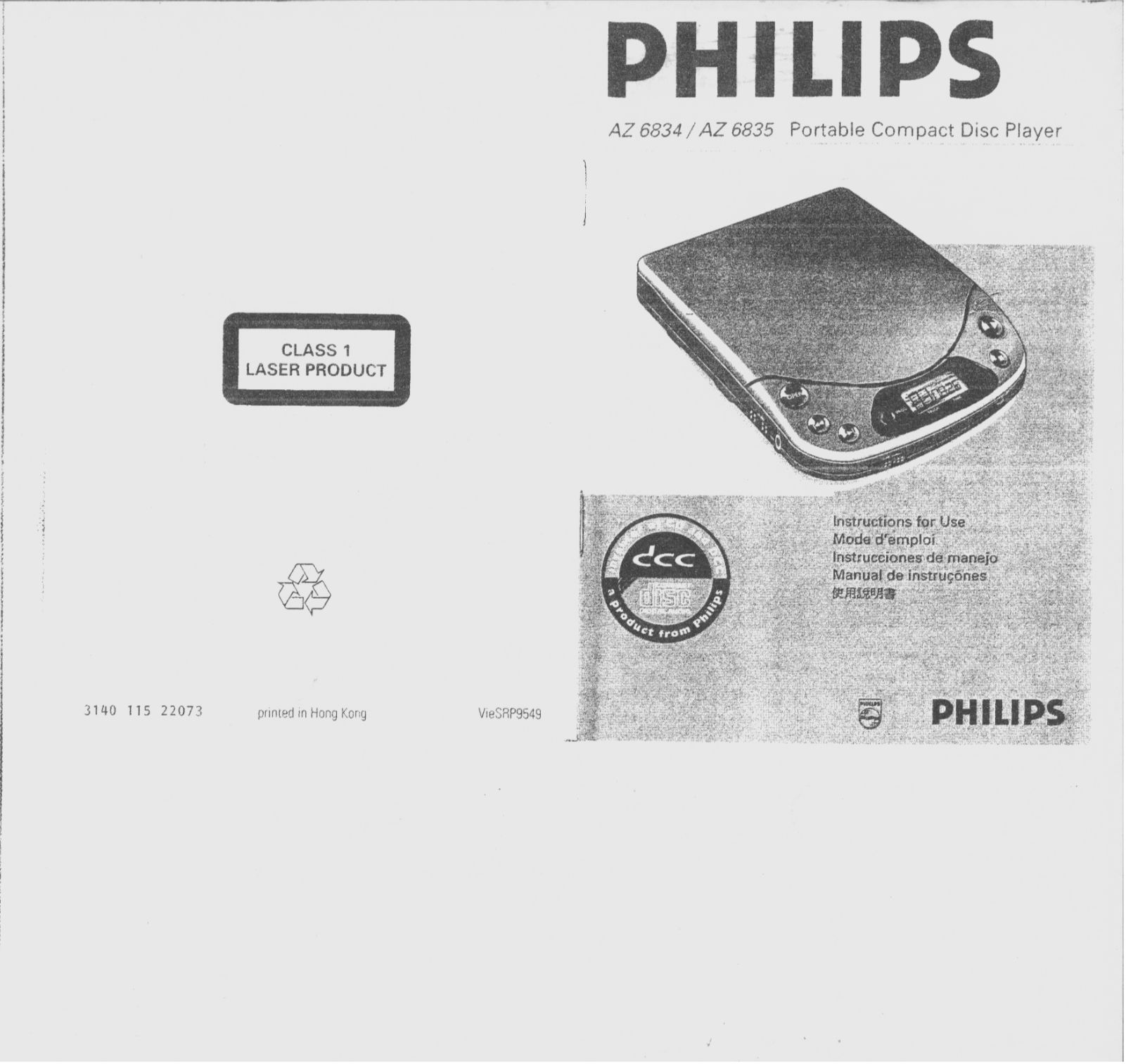 Philips AZ6834, AZ6834/17, AZ6834/05, AZ6834/01, AZ6834/00 User Manual