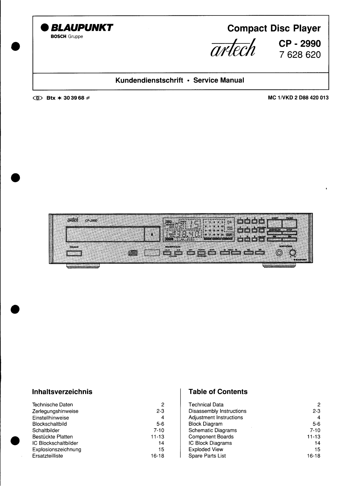 Blaupunkt CP-2990 Service manual