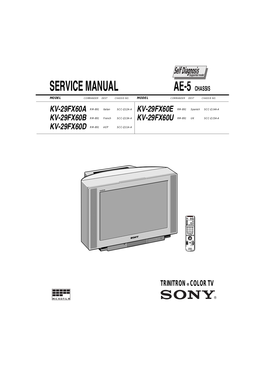 Sony KV-29FX60 Service Manual