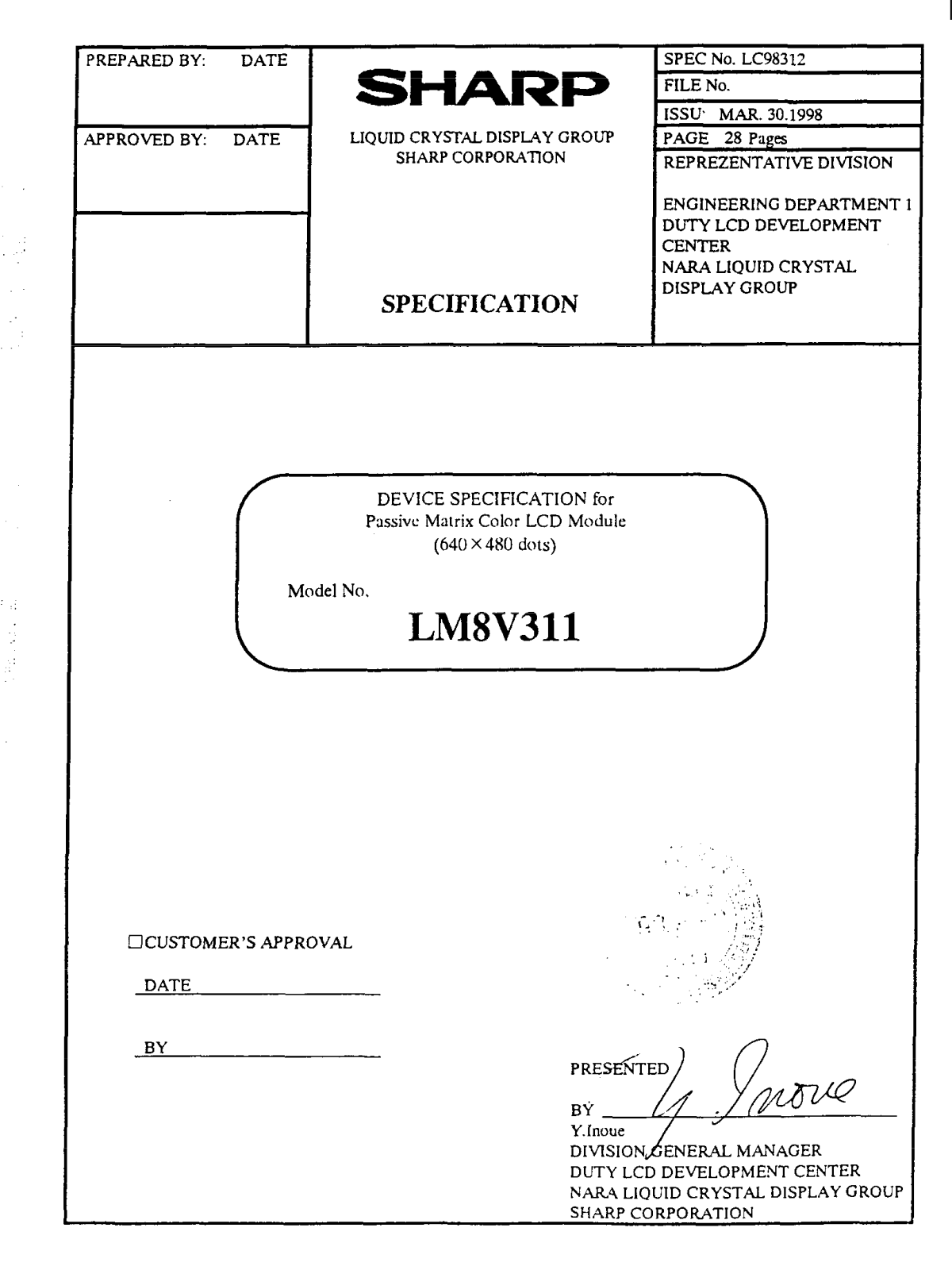 Datasheet LM8V311 Datasheet (Sharp) - ManualMachine.com
