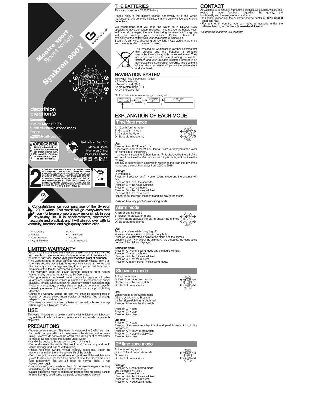 Geonaute SYNKRON 200Y User Manual