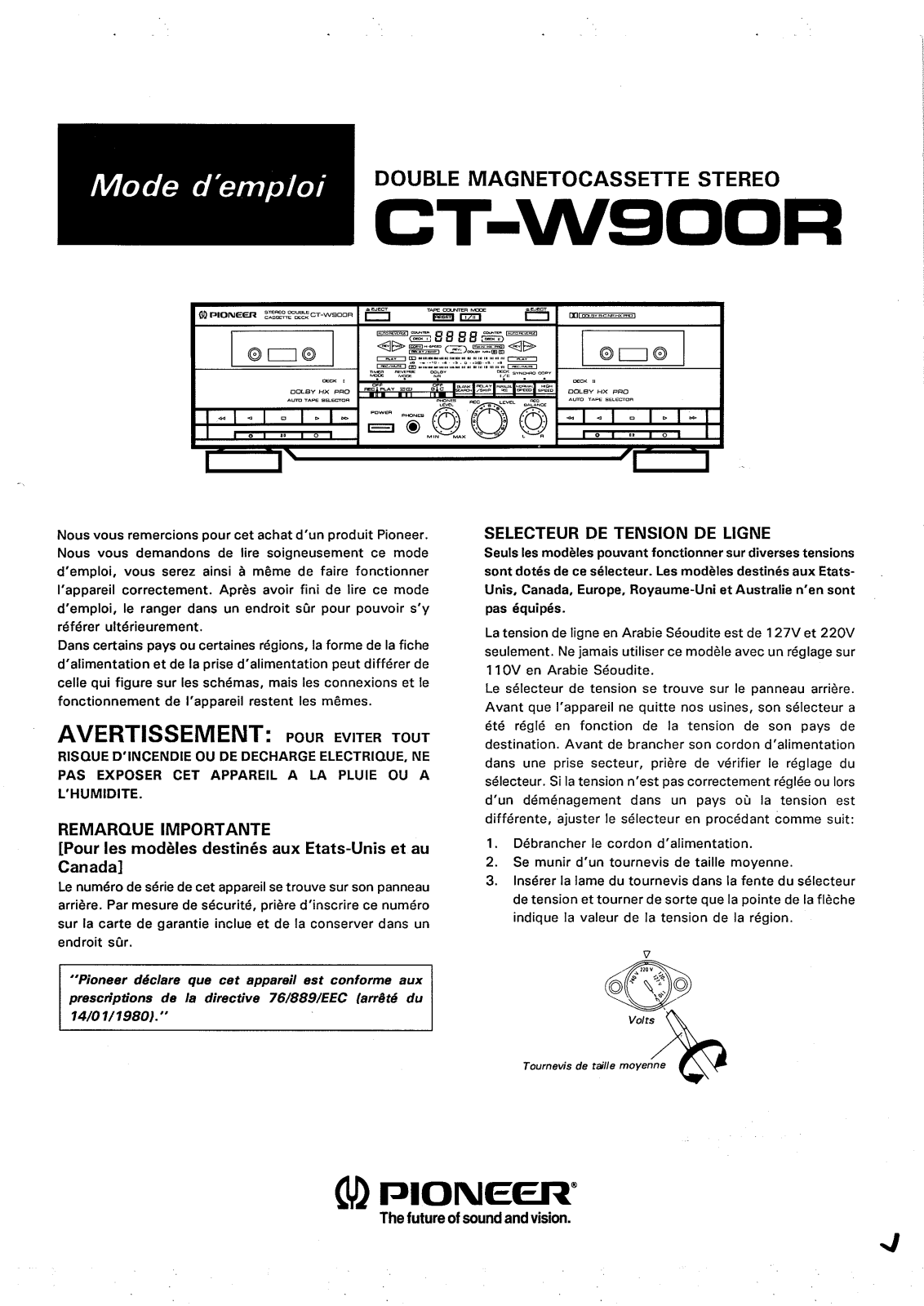 Pioneer CT-W900R User Manual