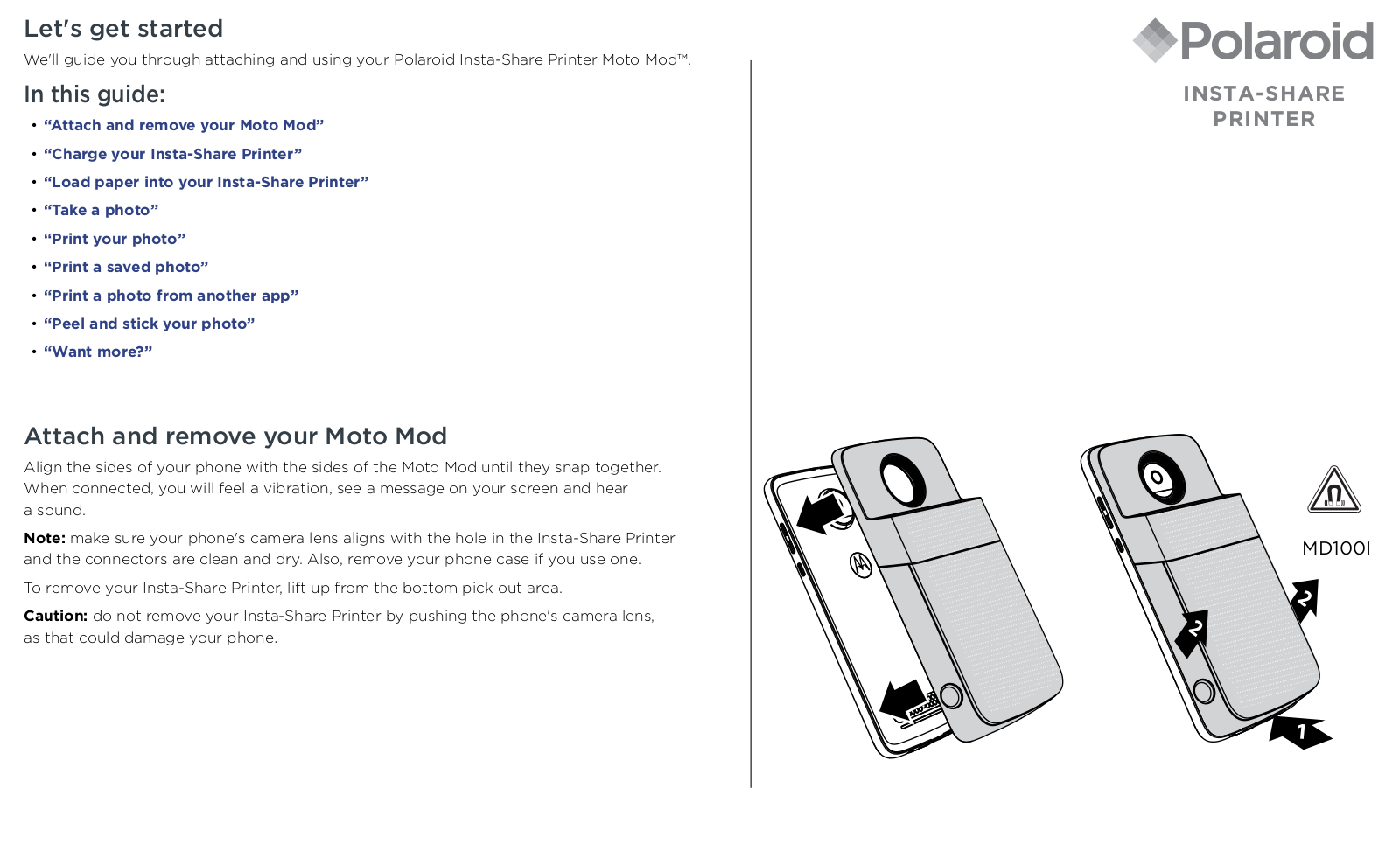 Motorola Polaroid Insta-Share Printer User Guide