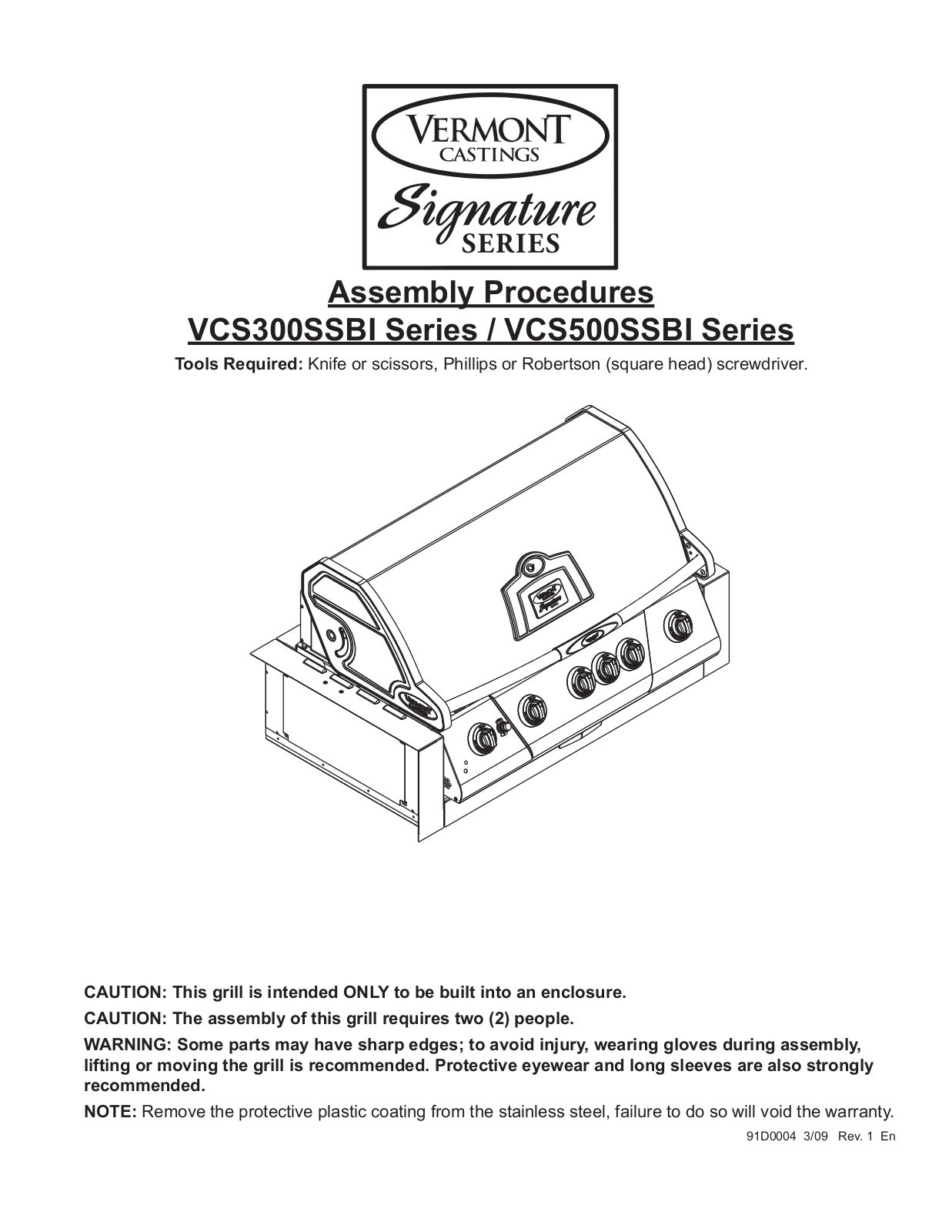 Vermont Castings VCS500BIC Assembly Guide