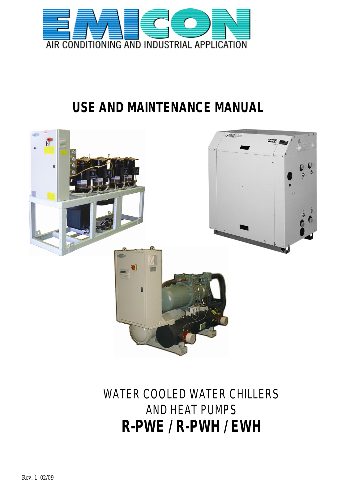 Emicon R-PWE series, R-PWH series, EWH series Use And Maintenance Manual