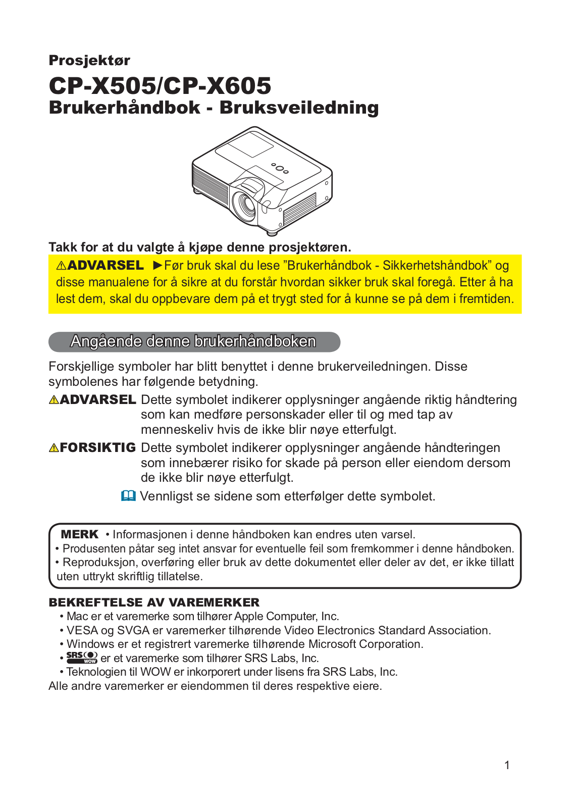 Hitachi CP-X505W User Manual