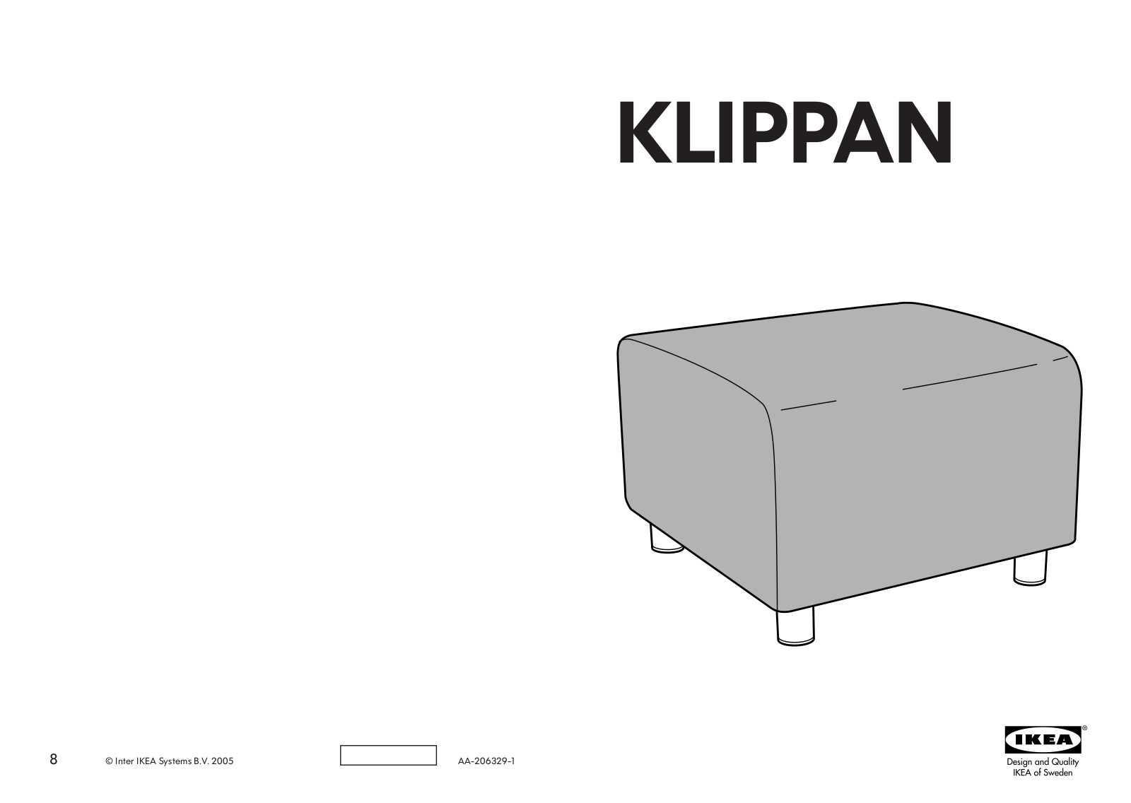 IKEA KLIPPAN POUFFE Assembly Instruction