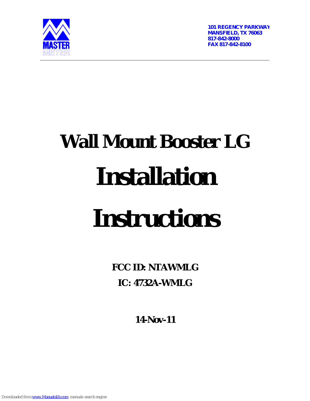 LG 2WM-LG Installation Instructions Manual