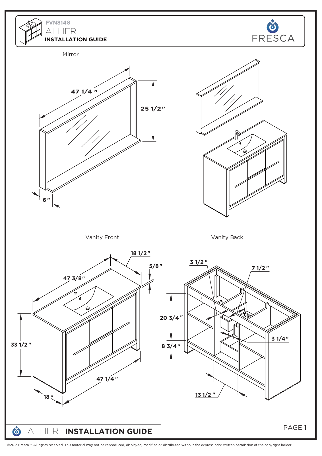 Fresca FBH2242 Installation & Assembly - ManualMachine.com