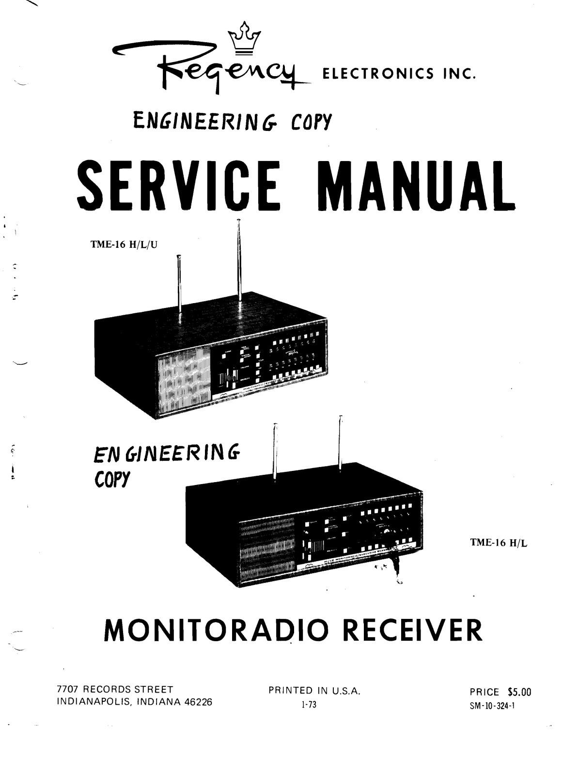 Regency TM-16 H L U User Manual