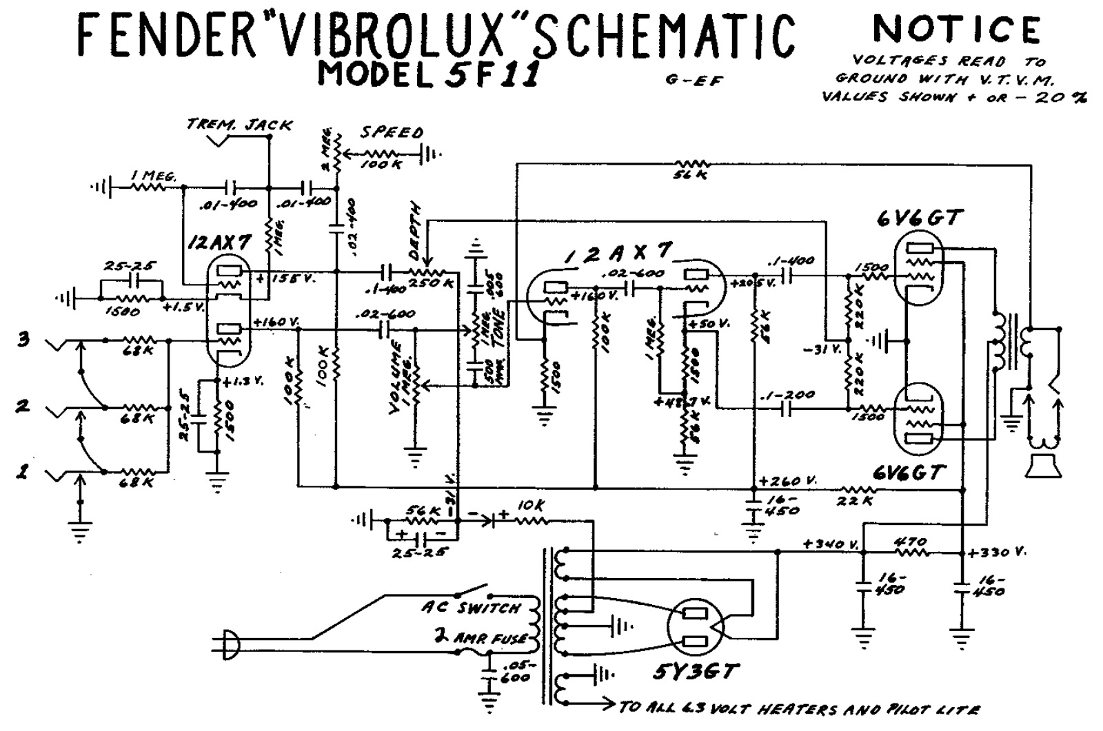 Fender Vibrolux-5F11 Schematic