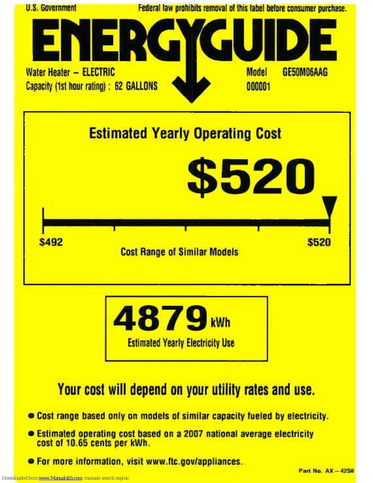 GE 50M06AAG, GE50M06AAG Energy Manual