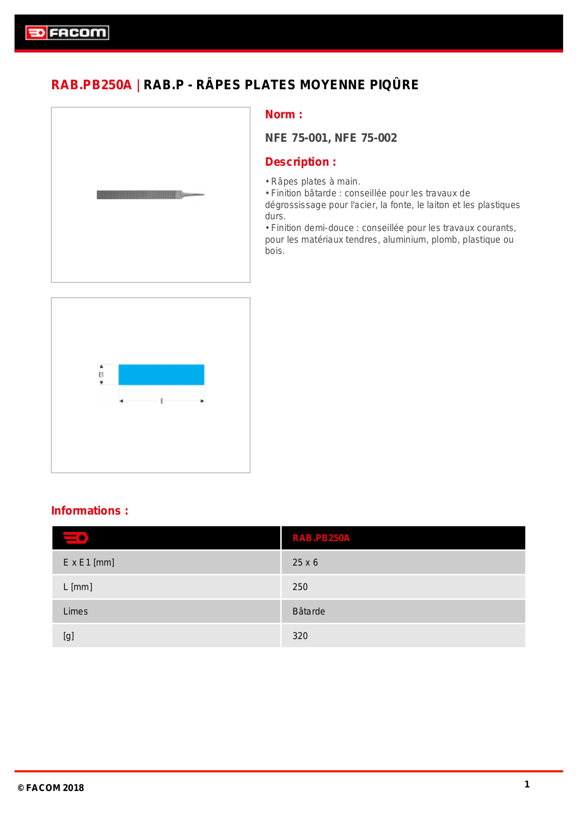 Facom RAB.PB250A Specification - ManualMachine.com