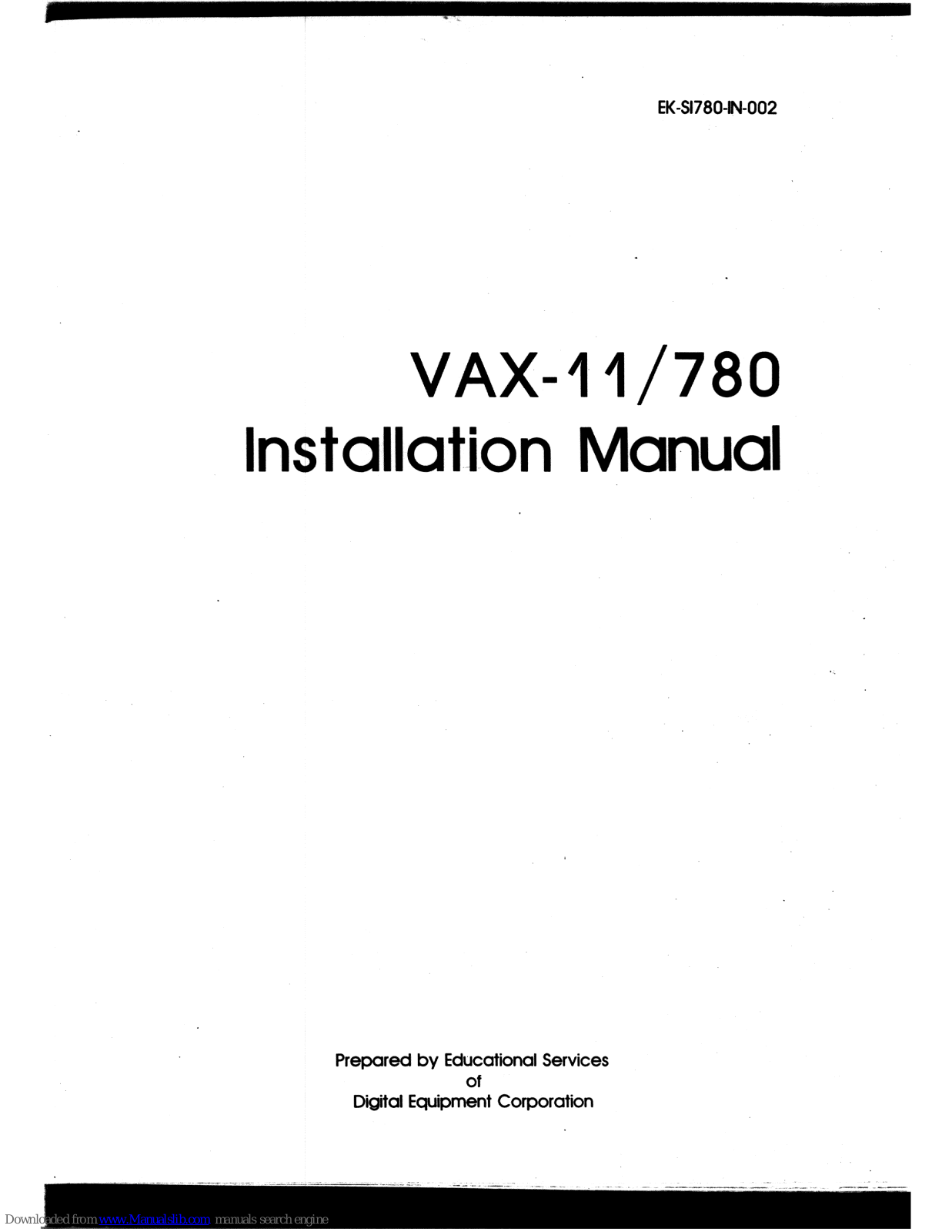 Digital Equipment VAX-11/780, Unibus VAX-11/780 Installation Manual