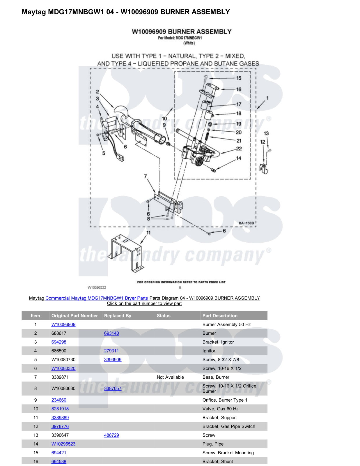 Maytag MDG17MNBGW1 Parts Diagram