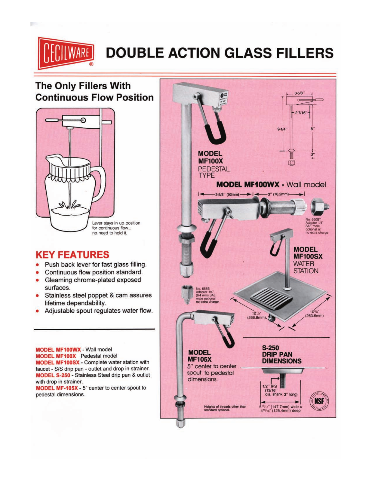 Cecilware MF100WX, MF100X, MF100SX, S-250 General Manual