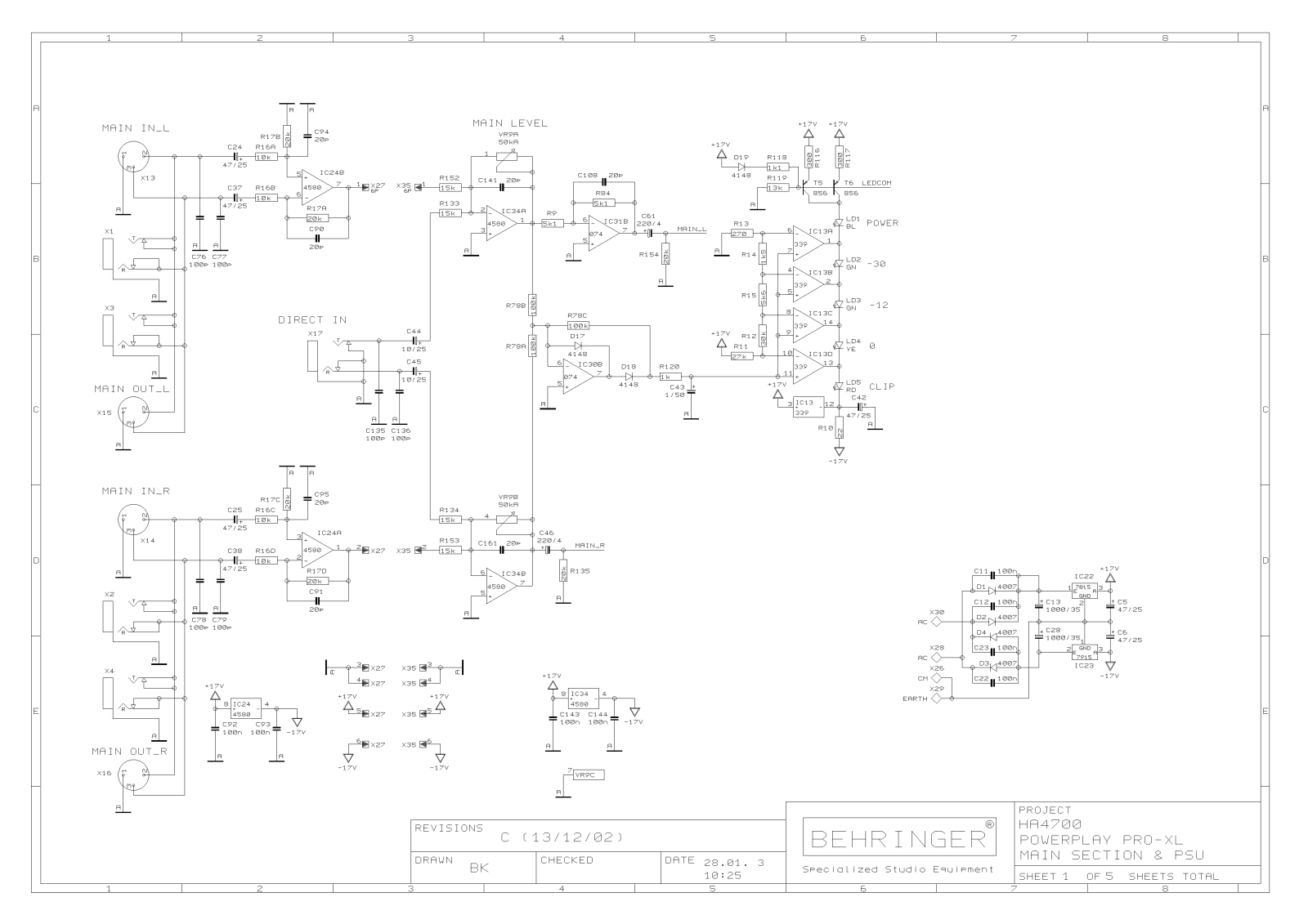 Behringer HA4700 Schematic