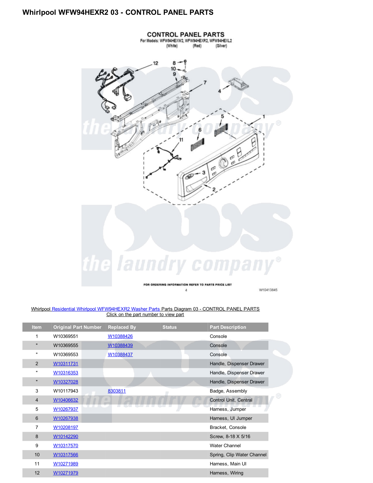 Whirlpool WFW94HEXR2 Parts Diagram