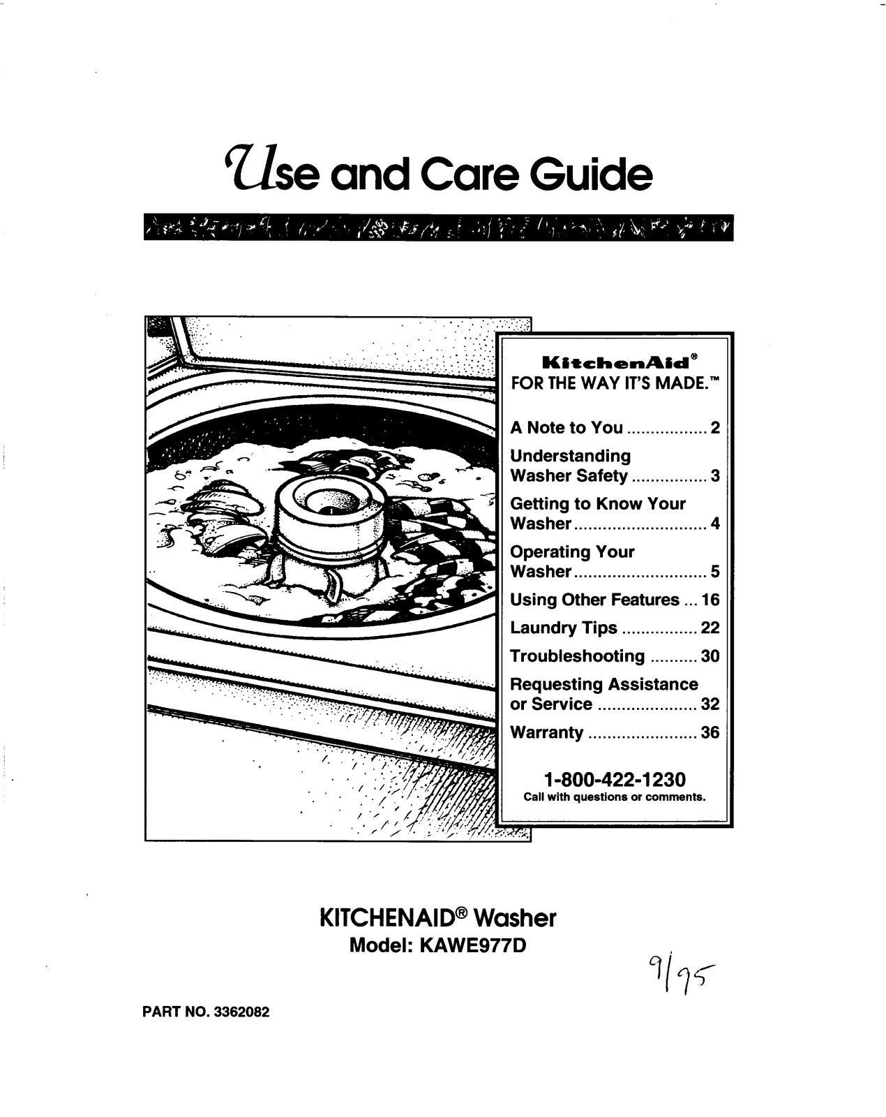 KitchenAid KAWE977D User Manual