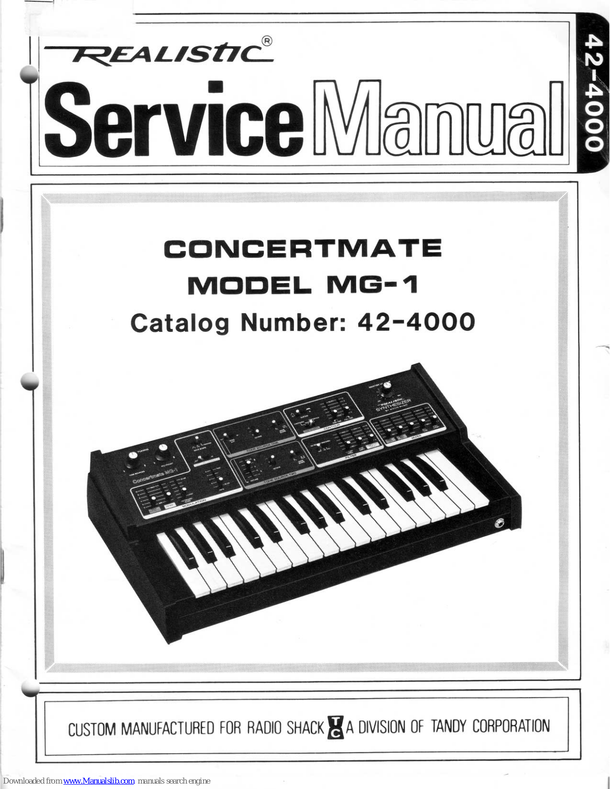 Realistic Concertmate MG-1 Service Manual