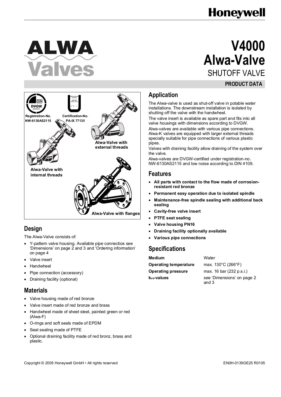 Honeywell V4000 PRODUCT DATA