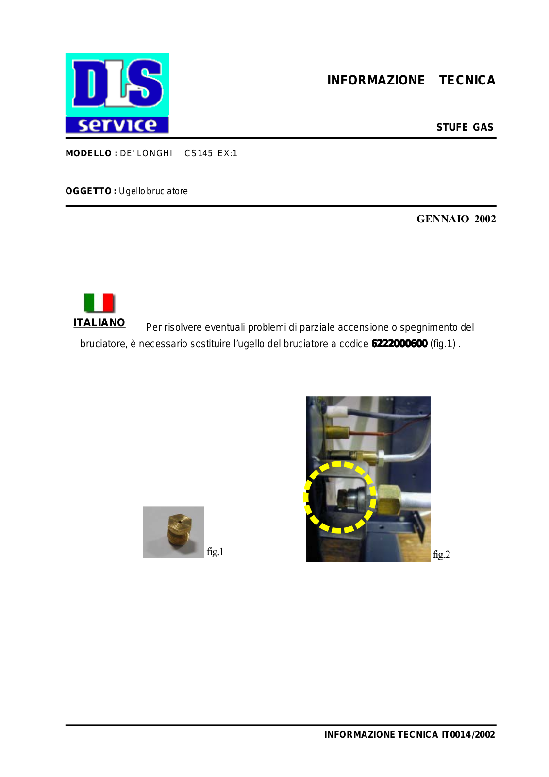 DeLonghi IT0014 TECHNICAL INFORMATION